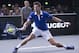 Britain's Andy Murray returns the ball to Serbia's Novak Djokovic during their final match of the BNP Masters tennis tournament at the Paris Bercy Arena, in Paris, France, Sunday, Nov. 8, 2015. (AP Photo/Michel Euler)