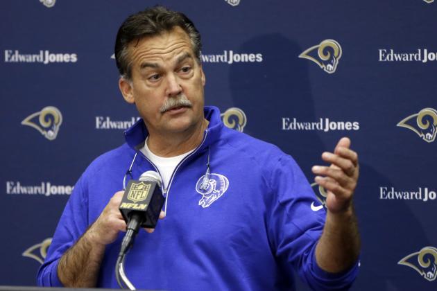 St. Louis Rams head coach Jeff Fisher speaks during a news conference following an NFL football game against the San Francisco 49ers Sunday, Nov. 1, 2015, in St. Louis. The Rams won 27-6. (AP Photo/Tom Gannam)