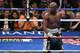 LAS VEGAS, NV - SEPTEMBER 12: Floyd Mayweather Jr. looks back at Andre Berto's corner after the sixth round of their WBC/WBA welterweight title fight at MGM Grand Garden Arena on September 12, 2015 in Las Vegas, Nevada. Mayweather retained his titles with a unanimous-decision victory. (Photo by Ethan Miller/Getty Images)