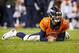 Denver Broncos quarterback Brock Osweiler (17) lies on the turf after being tackled against the Kansas City Chiefs during the second half of an NFL football game, Sunday, Nov. 15, 2015, in Denver. (AP Photo/Joe Mahoney)