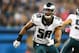Philadelphia Eagles outside linebacker Jordan Hicks (58) in action against the Carolina Panthers during an NFL game at Bank of America Stadium in Charlotte, N.C. on Sunday, Oct. 25, 2015. (Chris Keane/AP Images for Panini)