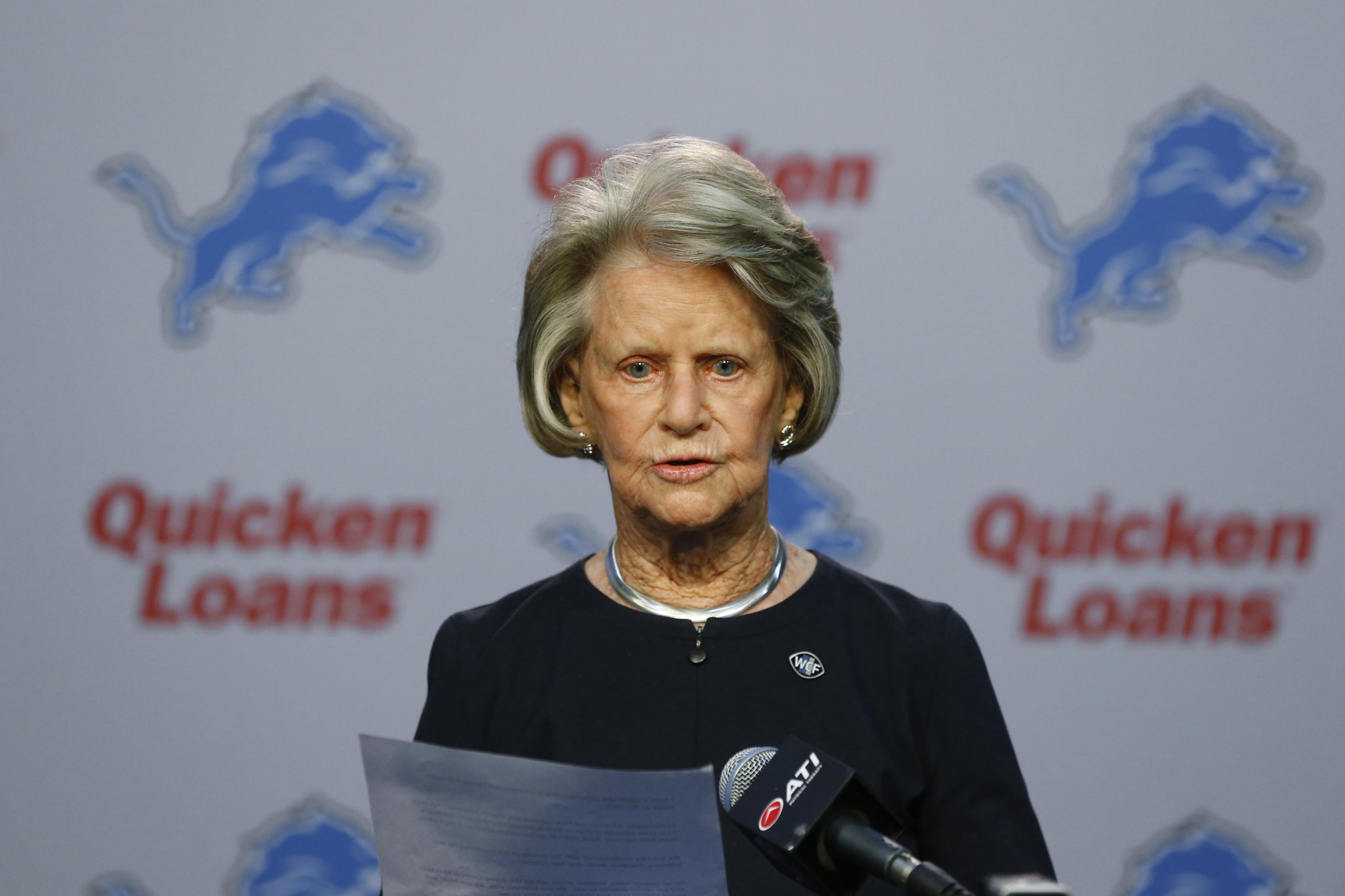 Detroit Lions team President Rod Wood, left, and General Manager