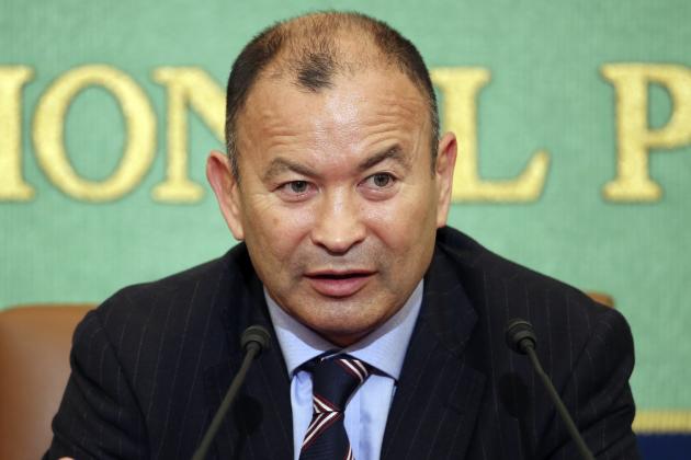 FILE - In this Friday, Oct. 30, 2015 file photo, Eddie Jones speaks during a press conference at Japan National Press Club in Tokyo. Eddie Jones has reportedly spoken to England's Rugby Football Union about becoming the national team's next manager, and the first from overseas. Sections of the British media reported that Jones was close to being appointed, with the London Evening Standard newspaper saying he has flown to the English capital on Thursday, Nov. 19, 2015. (AP Photo/Koji Sasahara, file)