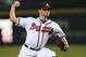 Atlanta Braves starting pitcher Shelby Miller works against the New York Mets in the first inning of a baseball game Thursday, Sept. 10, 2015, in Atlanta. (AP Photo/John Bazemore)