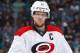 SAN JOSE, CA - OCTOBER 24: Eric Staal #12 of the Carolina Hurricanes looks on during the game against the San Jose Sharks at SAP Center on October 24, 2015 in San Jose, California. (Photo by Rocky W. Widner/NHL/Getty Images)