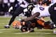 CLEVELAND, OH - NOVEMBER 30: Josh McCown #13 of the Cleveland Browns gets tackled by Timmy Jernigan #97 of the Baltimore Ravens during the first quarter at FirstEnergy Stadium on November 30, 2015 in Cleveland, Ohio. (Photo by Jason Miller/Getty Images)