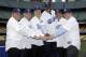 New owners of the Los Angeles Dodgers, from left, Robert Patton, Stan Kasten, Mark Walter, Earvin