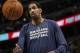 New Orleans Pelicans center Alexis Ajinca, of France, warms up before facing the Denver Nuggets in the third quarter of the Nuggets' 117-97 victory in an NBA basketball game in Denver on Friday, Nov. 21, 2014. (AP Photo/David Zalubowski)