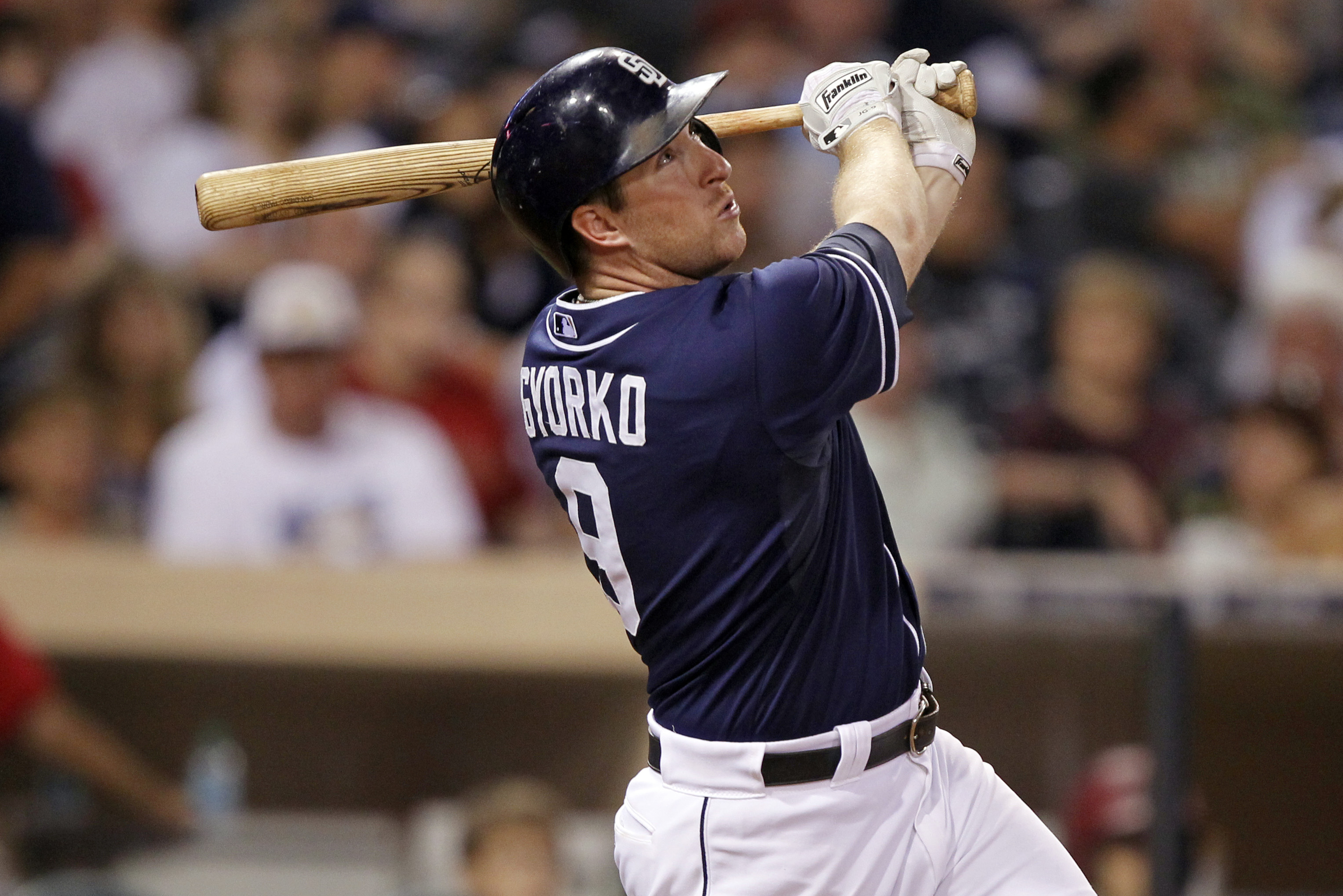 Jedd Gyorko of the San Diego Padres is congratulated after hitting a  News Photo - Getty Images