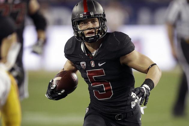 FILE - In this Dec. 5, 2015, file photo, Stanford's Christian McCaffrey runs against Southern California during the first quarter of a Pac-12 Conference championship NCAA college football game in Santa Clara, Calif. McCaffrey celebrated with his teammates when he heard the news he was one three finalists for the Heisman Trophy, and quickly deflected the credit to his offensive line, other teammates and coaches. Stanford's do-it-all running back earned his trip to New York by being a tough between-the-tackles force, a dynamic returner, a lightning quick runner and a matchup nightmare as a receiver.  (AP Photo/Ben Margot, File)