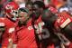 FILE - In this Oct. 11, 2015, file photo, Kansas City Chiefs running back Jamaal Charles (25) is helped off the field after an injury in the second half of an NFL football game against the Chicago Bears in Kansas City, Mo. For the second time in five seasons, one of the most dynamic players in the NFL tore the ACL in his knee. He was done for the year, and now faced the prospect of another round of grueling rehabilitation. (AP Photo/Ed Zurga, File)