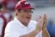 LITTLE ROCK, AR - SEPTEMBER 7: Offensive Coordinator Jim Chaney of the Arkansas Razorbacks watches the team warm up before a game against the Samford Bulldogs at War Memorial Stadium on September 7, 2013 in Little Rock, Arkansas. The Razorbacks defeated the Bulldogs 31-21. (Photo by Wesley Hitt/Getty Images)