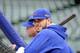 Chicago Cubs third baseman Kris Bryant during a workout in preparation for Game 1 of baseball's NL Championship Series in Chicago, Thursday, Oct. 15, 2015. (AP Photo/David Banks)