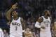 Milwaukee Bucks' O.J. Mayo (3) celebrates after a made three-point shot during the first half of an NBA basketball game against the Golden State Warriors Saturday, Dec. 12, 2015, in Milwaukee. (AP Photo/Aaron Gash)