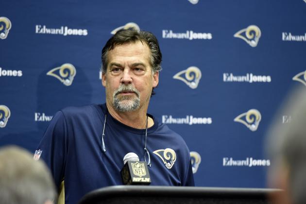 St. Louis Rams head coach Jeff Fisher speaks during a press conference following an NFL football game against the Detroit Lions Sunday, Dec. 13, 2015, in St. Louis. The Rams won 21-14. (AP Photo/L.G. Patterson)