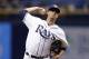 Tampa Bay Rays starting pitcher Jake Odorizzi delivers to the New York Yankees during the first inning of a baseball game Tuesday, Sept. 15, 2015, in St. Petersburg, Fla. (AP Photo/Chris O'Meara)