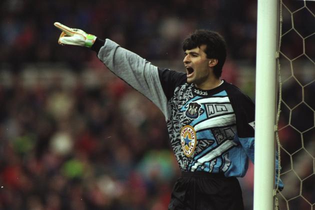 11 Feb 1996:  Newcastle United goalkeeper Pavel Srnicek directs his team mates during an FA Carling Premiership match against Middlesbrough at the Cellnet Riverside Stadium in Middlesbrough, England. Newcastle United won the match 2-1. \ Mandatory Credit:Mark  Thompson/Allsport