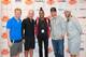 Lendale Johnson, middle, is flanked by Jim Courier and John McEnroe and Andy Roddick and James Blake at the PowerShares Series Tennis event.