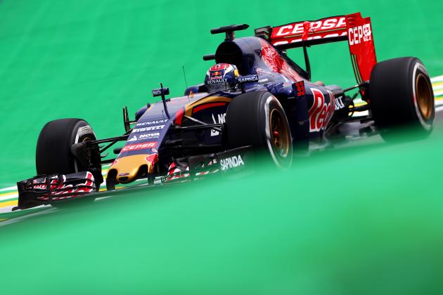 SAO PAULO, BRAZIL - NOVEMBER 13:  Max Verstappen of Netherlands and Scuderia Toro Rosso drives during practice for the Formula One Grand Prix of Brazil at Autodromo Jose Carlos Pace on November 13, 2015 in Sao Paulo, Brazil.  (Photo by Dan Istitene/Getty Images)