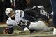 OAKLAND, CA - DECEMBER 24: Philip Rivers #17 of the San Diego Chargers gets sacked in the endzone for a safety by Denico Autry #96 of the Oakland Raiders in the third quarter of their NFL game at O.co Coliseum on December 24, 2015 in Oakland, California. (Photo by Thearon W. Henderson/Getty Images)