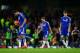 LONDON, ENGLAND - DECEMBER 26: Diego Costa, Branislav Ivanovic and Oscar of Chelsea show their dejection after conceding a goal during the Barclays Premier League match between Chelsea and Watford at Stamford Bridge on December 26, 2015 in London, England. (Photo by Clive Rose/Getty Images)