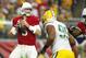 Arizona Cardinals quarterback Carson Palmer (3) looks to throw a pass against the Green Bay Packers during an NFL football game, Sunday, Dec. 27, 2015, in Glendale, Ariz. (Jeff Haynes/AP Images for Panini)