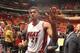 MIAMI, FL - JANUARY 1: Hassan Whiteside #21 of the Miami Heat shakes hands with some fans after the game against the Dallas Mavericks on January 1, 2016 at American Airlines Arena in Miami, Florida. NOTE TO USER: User expressly acknowledges and agrees that, by downloading and or using this Photograph, user is consenting to the terms and conditions of the Getty Images License Agreement. Mandatory Copyright Notice: Copyright 2016 NBAE (Photo by Issac Baldizon/NBAE via Getty Images)