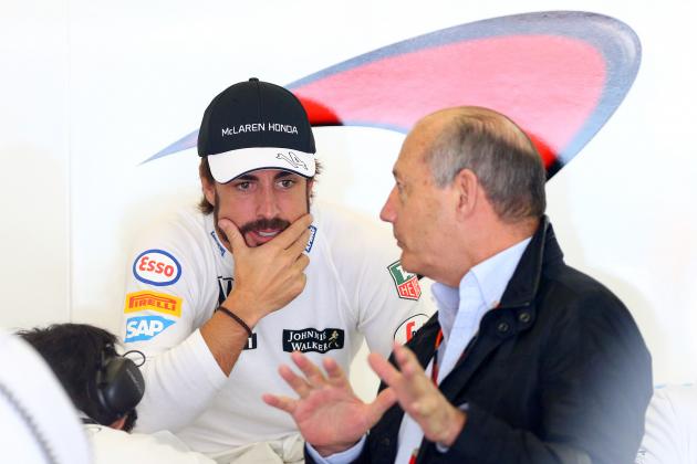 SHANGHAI, CHINA - APRIL 11:  Fernando Alonso of Spain and McLaren Honda speaks with Chairman and Chief Executive Officer of McLaren Group Ron Dennis in the garage during final practice for the Formula One Grand Prix of China at Shanghai International Circuit on April 11, 2015 in Shanghai, China.  (Photo by Dan Istitene/Getty Images)