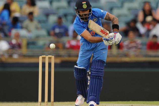 India's Virat Kohli plays a shot during the T20 cricket match between India and a Western Australian XI in Perth on January 8, 2016. AFP PHOTO / Greg WOOD
--IMAGE RESTRICTED TO EDITORIAL USE NO COMMERCIAL USE-- / AFP / GREG WOOD (Photo credit should read GREG WOOD/AFP/Getty Images)