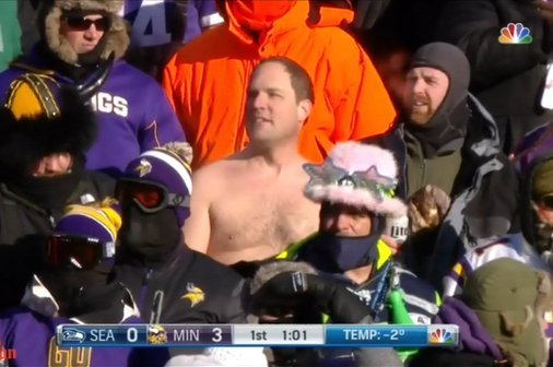 Crazy Fan at Seahawks-Vikings Game Goes Shirtless in Subzero Temperatures, News, Scores, Highlights, Stats, and Rumors