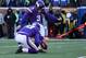 Jan 10, 2016; Minneapolis, MN, USA; Minnesota Vikings kicker Blair Walsh (3) kicks a field goal against the Seattle Seahawks in the first half in a NFC Wild Card playoff football game at TCF Bank Stadium. Mandatory Credit: Brace Hemmelgarn-USA TODAY Sports