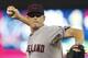 Cleveland Indians pitcher Gavin Floyd throws against the Minnesota Twins in a baseball game, Wednesday, Sept. 23, 2015, in Minneapolis. (AP Photo/Jim Mone)