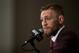 LAS VEGAS, NV - DECEMBER 12: UFC featherweight champion Conor McGregor speaks to the media at the post fight press conference after his 13 second knockout victory over Jose Aldo in their featherweight championship fight during the UFC 194 event inside MGM Grand Garden Arena on December 12, 2015 in Las Vegas, Nevada. (Photo by Brandon Magnus/Zuffa LLC/Zuffa LLC via Getty Images)