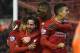 Liverpool's Welsh midfielder Joe Allen (2L) celebrates with teammates after scoring during the English Premier League football match between Liverpool and Arsenal at Anfield stadium in Liverpool, north-west England on January 13, 2016.
AFP PHOTO / PAUL ELLIS
RESTRICTED TO EDITORIAL USE. NO USE WITH UNAUTHORIZED AUDIO, VIDEO, DATA, FIXTURE LISTS, CLUB/LEAGUE LOGOS OR 'LIVE' SERVICES. ONLINE IN-MATCH USE LIMITED TO 75 IMAGES, NO VIDEO EMULATION. NO USE IN BETTING, GAMES OR SINGLE CLUB/LEAGUE/PLAYER PUBLICATIONS. / AFP / PAUL ELLIS (Photo credit should read PAUL ELLIS/AFP/Getty Images)