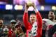 GLENDALE, AZ - JANUARY 01: Head coach Urban Meyer of the Ohio State Buckeyes holds the Fiesta Bowl trophy after the BattleFrog Fiesta Bowl at University of Phoenix Stadium on January 1, 2016 in Glendale, Arizona. The Ohio State Buckeyes beat the Notre Dame Fighting Irish 44-28. (Photo by Jennifer Stewart/Getty Images)