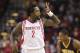 Jan 10, 2016; Houston, TX, USA; Houston Rockets guard Patrick Beverley (2) celebrates after making a three point basket during the first quarter against the Indiana Pacers at Toyota Center. Mandatory Credit: Troy Taormina-USA TODAY Sports