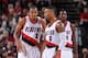 PORTLAND, OR - DECEMBER 14: C.J. McCollum #3 and Damian Lillard #0 of the Portland Trail Blazers talk during the game against the New Orleans Pelicans on December 14, 2015 at the Moda Center Arena in Portland, Oregon. NOTE TO USER: User expressly acknowledges and agrees that, by downloading and or using this photograph, user is consenting to the terms and conditions of the Getty Images License Agreement. Mandatory Copyright Notice: Copyright 2015 NBAE (Photo by Sam Forencich/NBAE via Getty Images)