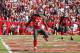 Tampa Bay Buccaneers running back Doug Martin (22) celebrates after a touchdown against the New Orleans Saints during an NFL football game Sunday, Dec. 13, 2015, in Tampa, Fla. (Jeff Haynes/AP Images for Panini)