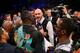 NEW YORK, NY - JANUARY 16: Deontay Wilder and Heavyweight Champion Tyson Fury exchange words after defeating Artur Szpilka at Barclays Center on January 16, 2016 in Brooklyn borough of New York City. (Photo by Mike Stobe/Getty Images)