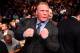 LOS ANGELES, CA - FEBRUARY 28: Former UFC Heavyweight Champion Brock Lesnar in attendance during the UFC 184 event at Staples Center on February 28, 2015 in Los Angeles, California. (Photo by Jeff Bottari/Zuffa LLC/Zuffa LLC via Getty Images)