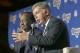 Inglewood Mayor James T. Butts Jr., left, and St. Louis Rams owner Stan Kroenke take questions at a news conference at The Forum in Inglewood, Calif., Friday, Jan. 15, 2016. The Rams are returning to play in 2016 in the Los Angeles area. (AP Photo/Nick Ut)