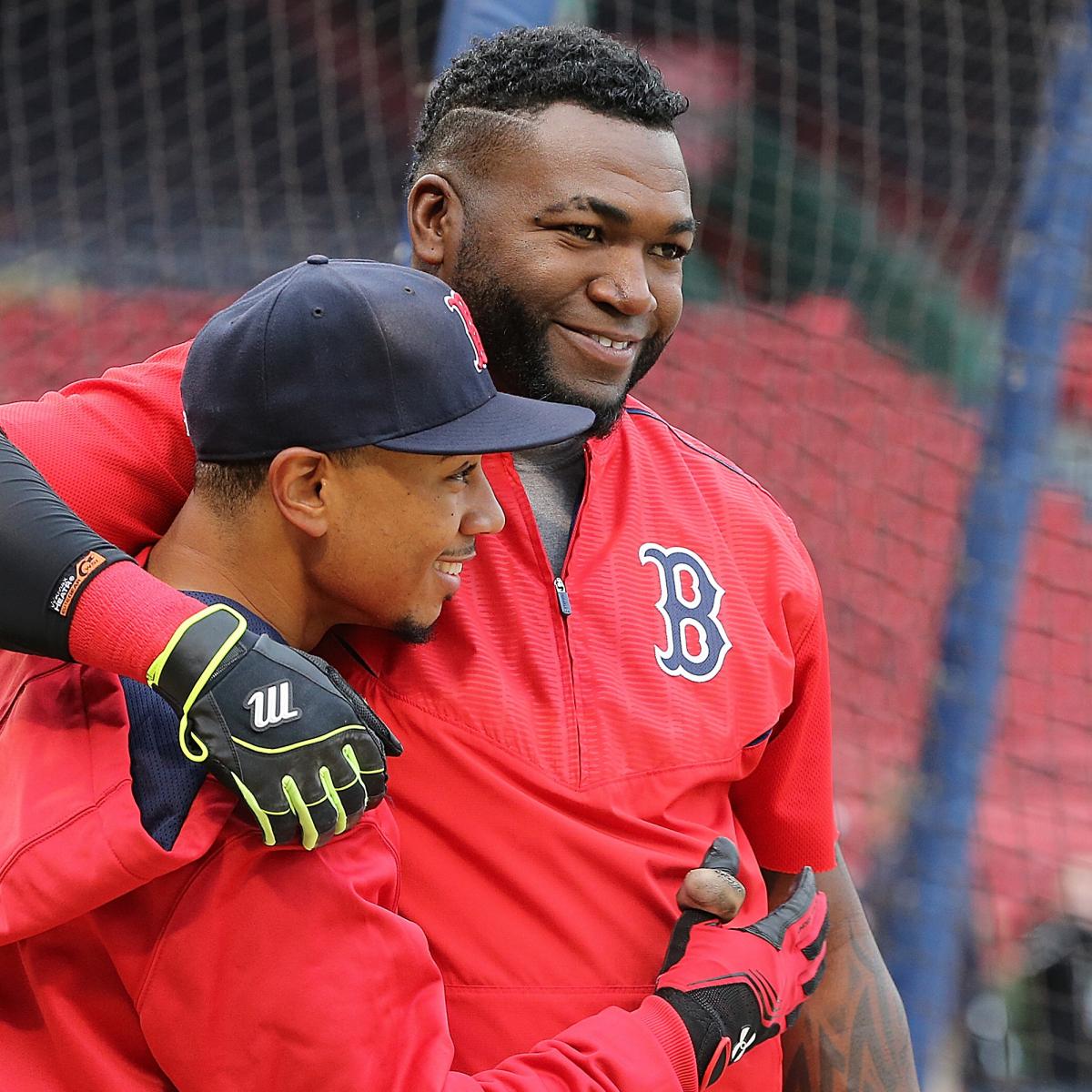 Red Sox DAVID ORTIZ(BIG PAPI) embraces Mookie Betts