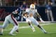 OXFORD, MS - OCTOBER 18: Wide receiver Marquez North #8 of the Tennessee Volunteers looks to maneuver by linebacker Deterrian Shackelford #38 of the Mississippi Rebels on October 18, 2014 at Vaught-Hemingway Stadium in Oxford, Mississippi. The Mississippi Rebels defeated the Tennessee Volunteers 34-3. (Photo by Michael Chang/Getty Images)