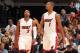 MIAMI, FL - JANUARY 4: Dwyane Wade #3 and Chris Bosh #1 of the Miami Heat looks on during the game against the Indiana Pacers on January 4, 2016 at AmericanAirlines Arena in Miami, Florida. NOTE TO USER: User expressly acknowledges and agrees that, by downloading and or using this Photograph, user is consenting to the terms and conditions of the Getty Images License Agreement. Mandatory Copyright Notice: Copyright 2016 NBAE (Photo by Issac Baldizon/NBAE via Getty Images)