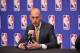 SECAUCUS, NJ - MAY 17: NBA Deputy Commissioner Adam Silver answers questions during a press conference prior to the 2011 NBA Draft Lottery at the Studios at NBA Entertainment on May 17, 2011 in Secaucus, New Jersey. NOTE TO USER: User expressly acknowledges and agrees that, by downloading and/or using this Photograph, user is consenting to the terms and conditions of the Getty Images License Agreement. Mandatory Copyright Notice: Copyright 2011 NBAE (Photo by David Dow/NBAE via Getty Images)