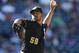 Pittsburgh Pirates relief pitcher Antonio Bastardo works against the Colorado Rockies in the eighth inning of a baseball game Thursday, Sept. 24, 2015, in Denver. Pittsburgh won 5-4. (AP Photo/David Zalubowski)