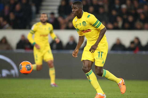 PARIS, FRANCE - JANUARY 19: Papy Djilobodji of Nantes in action during the french Ligue 1 match between Paris Saint-Germain FC and FC Nantes at the Parc des Princes stadium on January 19, 2014 in Paris, France. (Photo by John Berry/Getty Images)