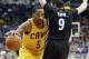 Cleveland Cavaliers’ J.R. Smith, left, drives around Minnesota Timberwolves’ Ricky Rubio, of Spain, in the second half of an NBA basketball game, Friday, Jan. 8, 2016, in Minneapolis. (AP Photo/Jim Mone)