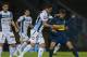 Belgrano's midfielder Lucas Parodi (C) vies for the ball with Boca Juniors' midfielder Rodrigo Bentancur (R) during their Argentina First Division football match at Mario Alberto Kempes stadium in Cordoba, Argentina, on July 26, 2015. AFP PHOTO / ALEJANDRO PAGNI (Photo credit should read ALEJANDRO PAGNI/AFP/Getty Images)