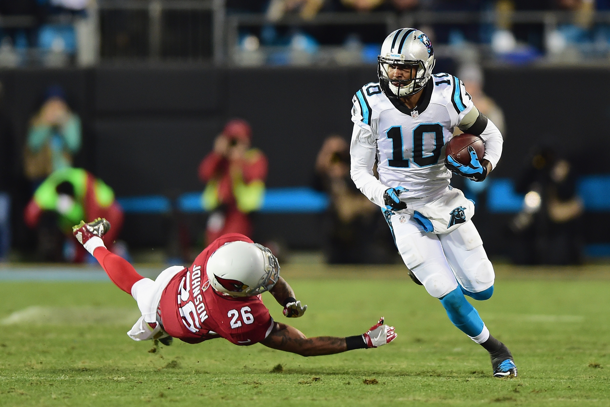 Carolina Panthers wide receiver Corey Brown stands on the field